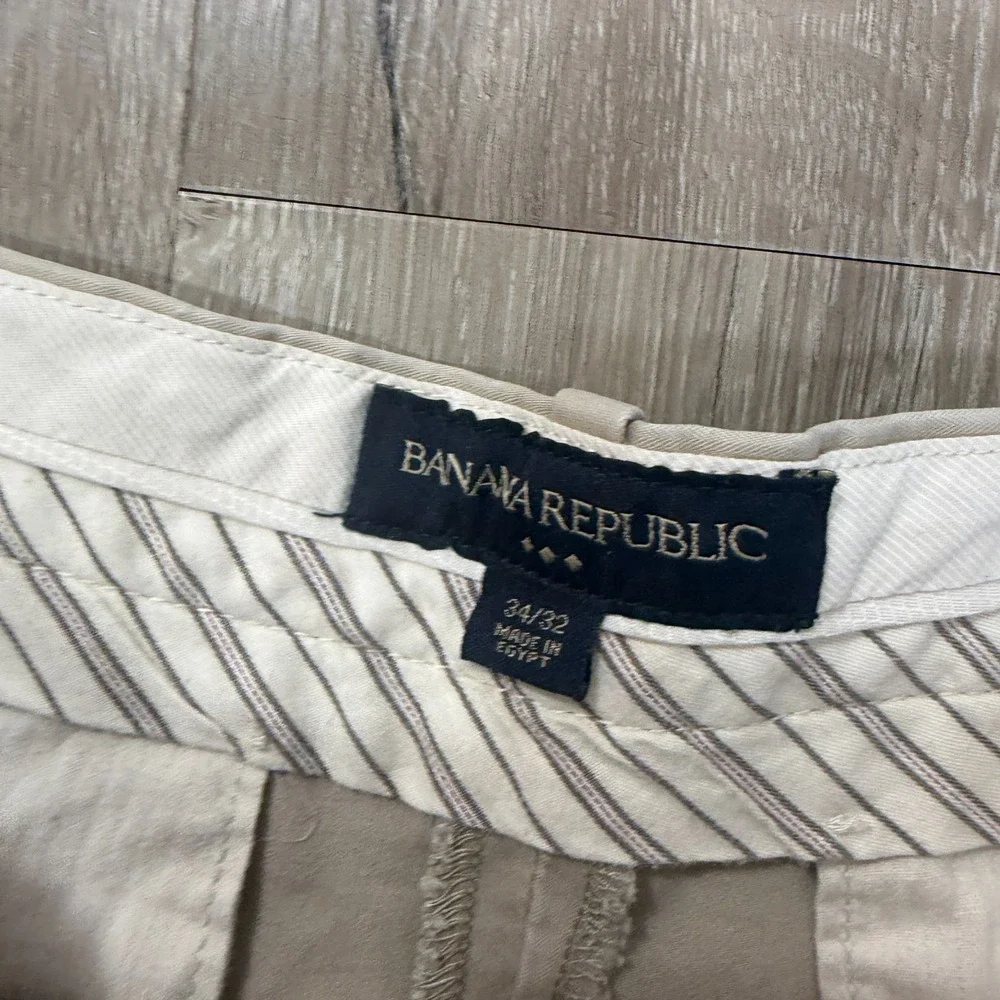 Banana Republic Mens Chino Pants 34x32 Straight Tan Brown 100% Cotton Relaxed